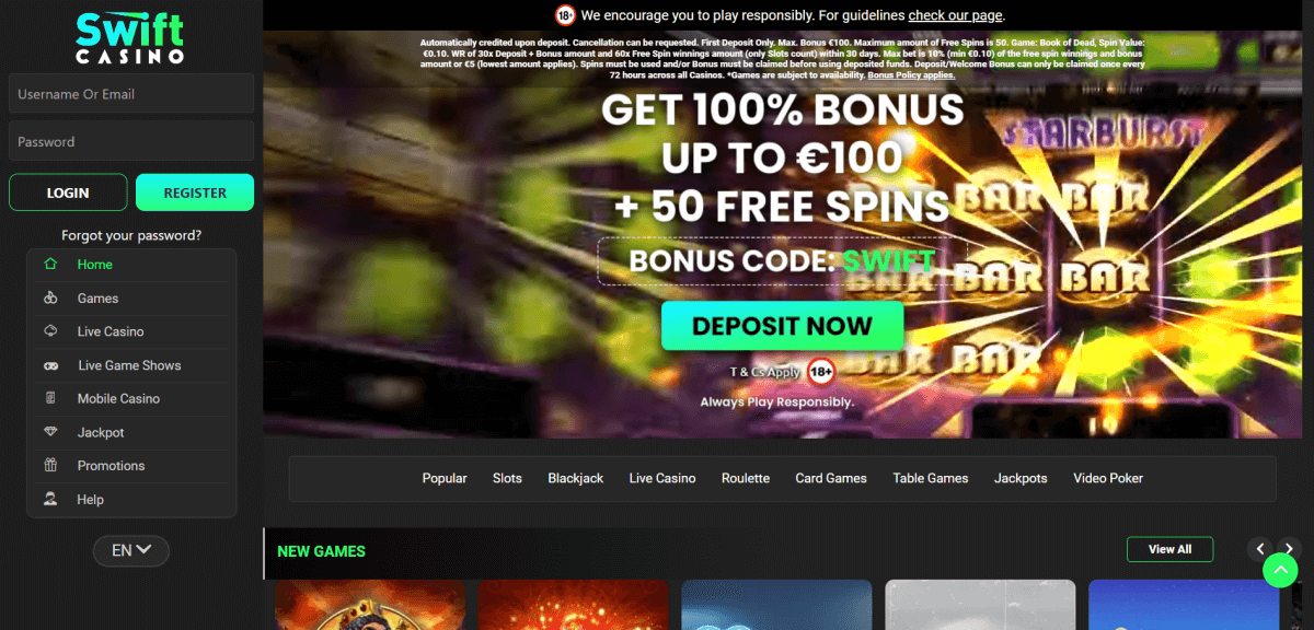 Oplev Fremtiden for Online Spil hos Swift Casino DK 2026